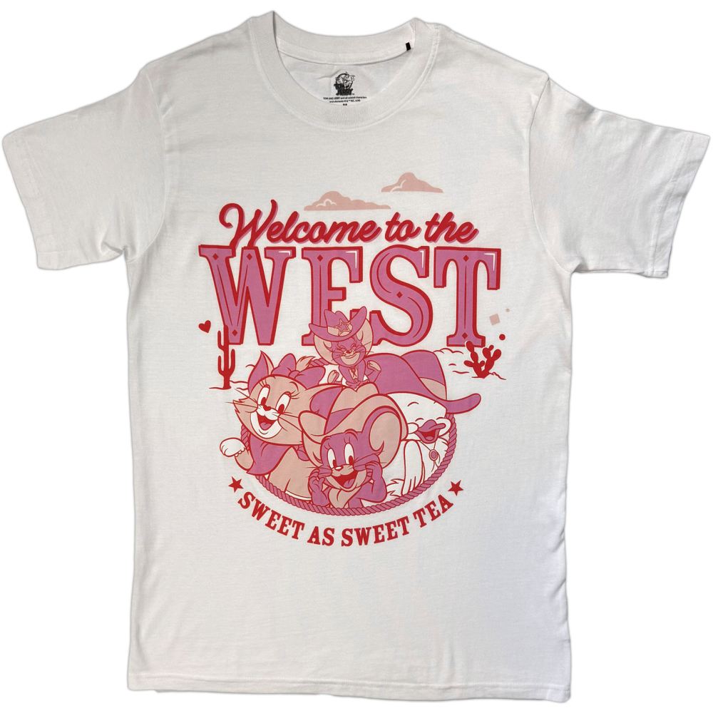 Tom & Jerry - Welcome To The West Pink Herren TShirt - Weiß
